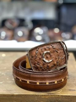 Cuadra Moroni Castaño Modern Ostrich Leather Belt