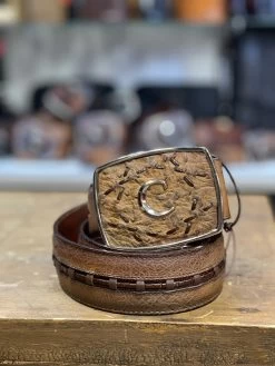 Cuadra Everest Tabaco Modern Ostrich Leather Belt