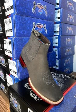 Wild West Nobuk Charcoal Wide Square Toe Botin Charro -Guadalajara Western Wear IMG 2737