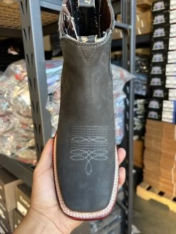 Wild West Nobuk Charcoal Wide Square Toe Botin Charro -Guadalajara Western Wear IMG 2742