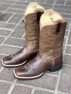 Ariat Brown Women Round Up Arizona Brown Wide Square Toe Western Boot -Guadalajara Western Wear IMG 3543