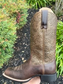 Ariat Brown Women Round Up Arizona Brown Wide Square Toe Western Boot -Guadalajara Western Wear IMG 3548