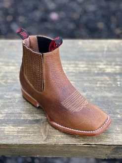 Quincy Boots Kid Square Toe Tan Ankle Boot