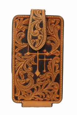 Nocona Leather Tooled Floral Cell Phone Case