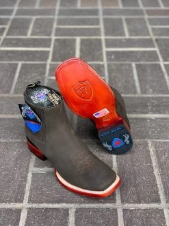 Wild West Nobuk Dark Tabacco Wide Square Toe Botin Charro -Guadalajara Western Wear IMG 4090