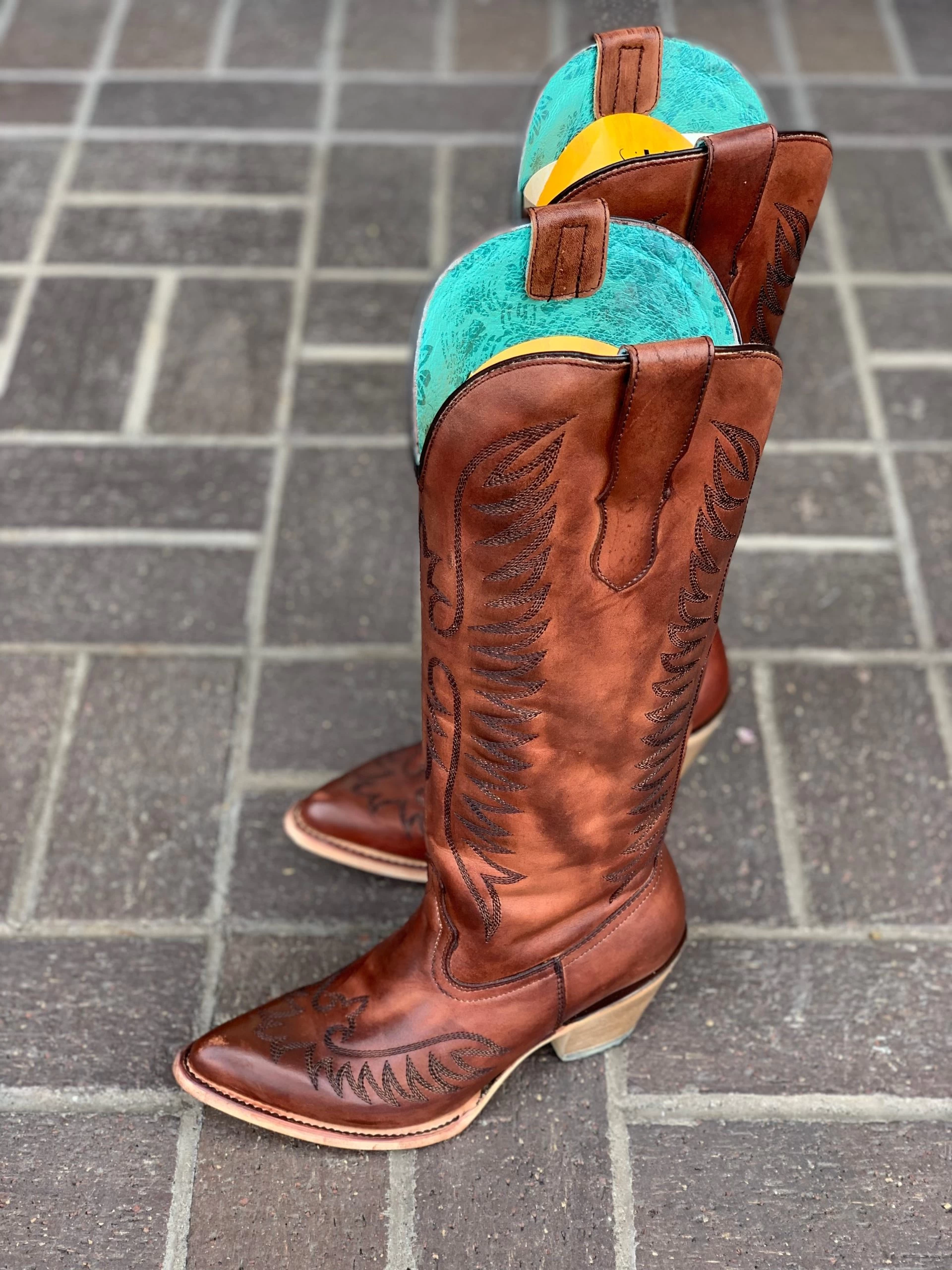 Corral Boots Women's Shoes Cognac Snip Toe Tall Boot 5 Corral Boots Women's Shoes Cognac Snip Toe Tall Boot - Image 3