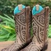 Corral Women's Laser Inlay With Studs Square Toe Boot -Guadalajara Western Wear IMG 4109