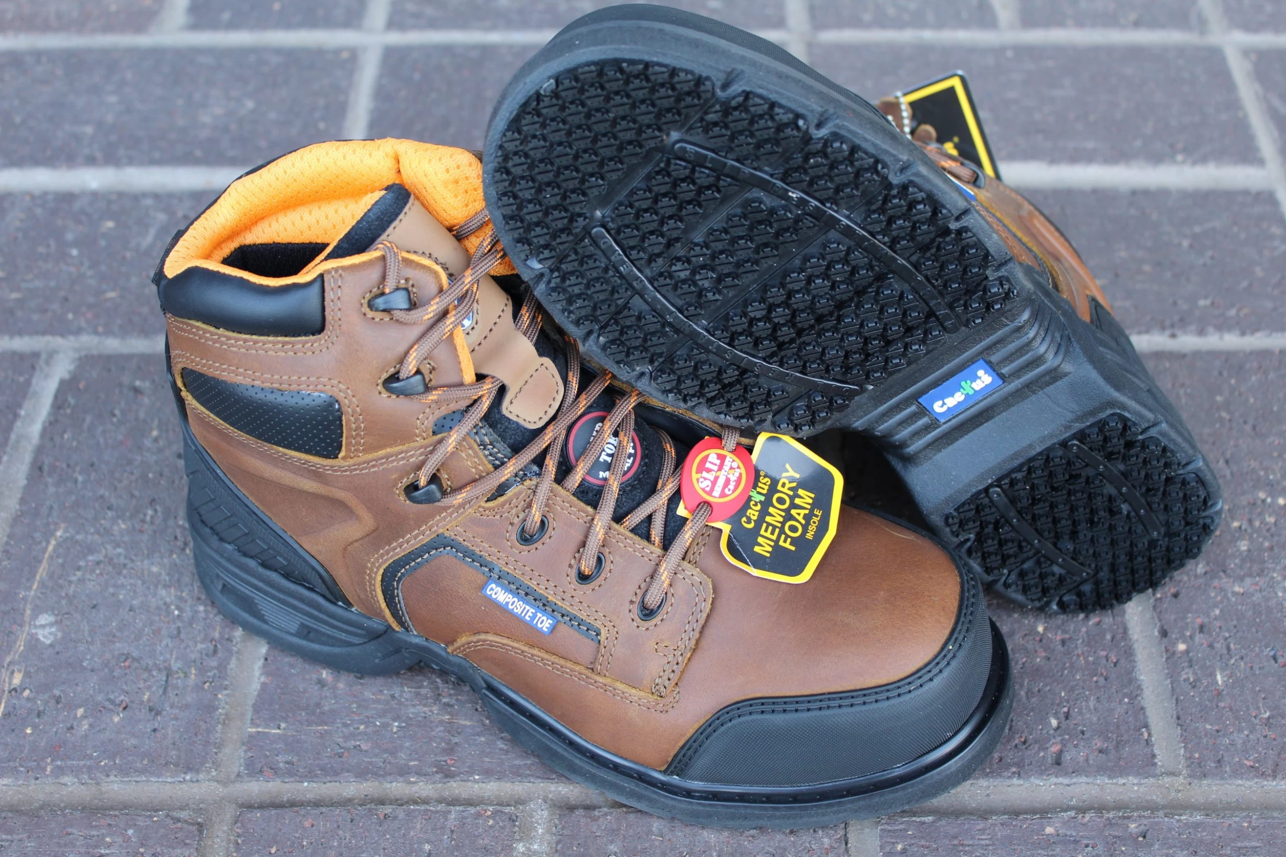 Cactus Men's 6080C Light Brown Composite Toe Memory Foam 3 Cactus Men's 6080C Light Brown Composite Toe Memory Foam