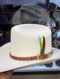 Genuine Cognac Caiman Leather Hat Band