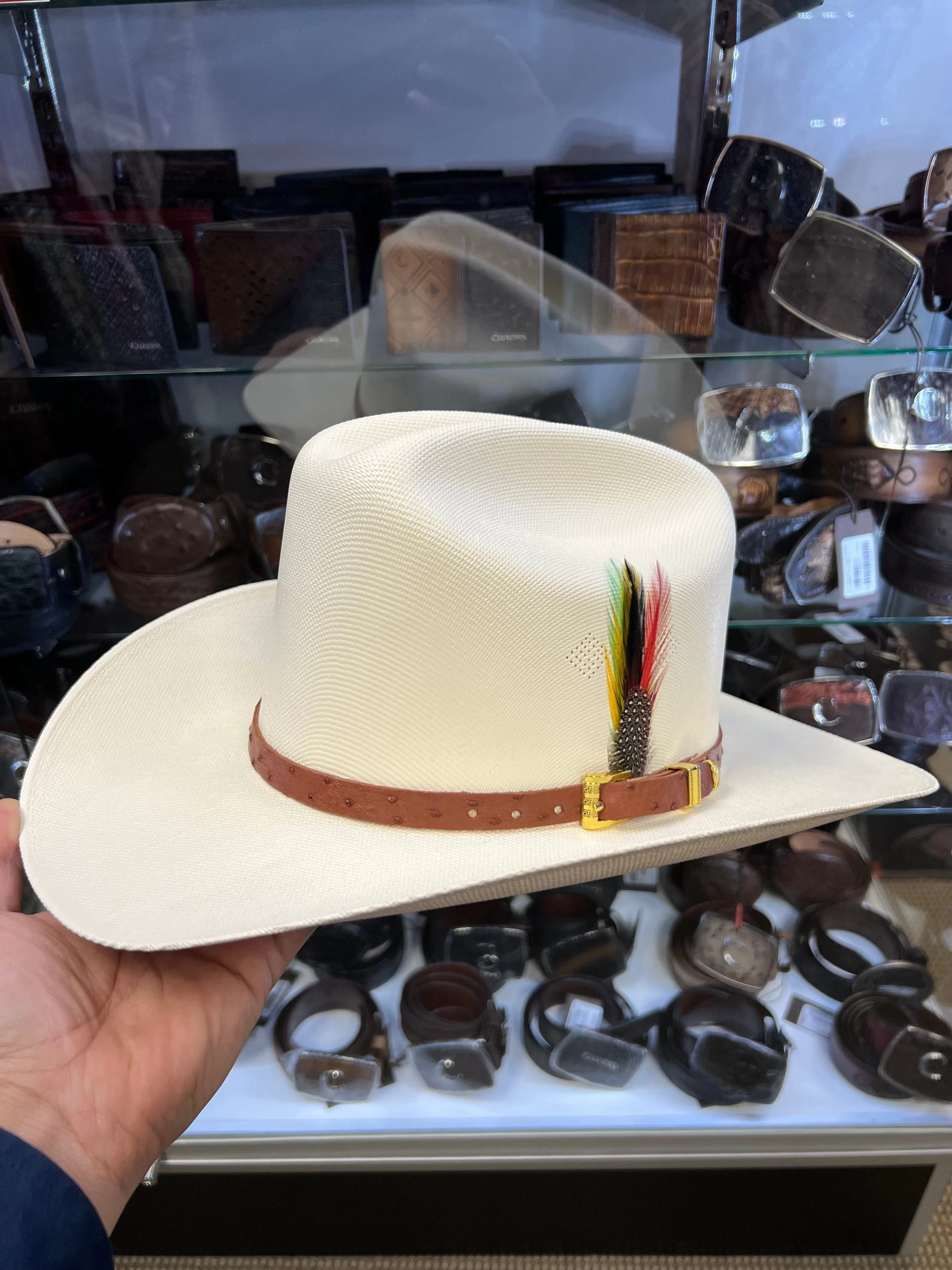 Tombstone 1000x Johnson (Copa Alta) With Genuine Cognac Ostrich Leather Band 3 Tombstone 1000x Johnson (Copa Alta) With Genuine Cognac Ostrich Leather Band