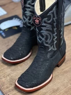 Los Altos Black Suede Finish Python Wide Square Toe Cowboy Boots -Guadalajara Western Wear IMG 5384