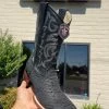Los Altos Black Suede Finish Python Wide Square Toe Cowboy Boots -Guadalajara Western Wear IMG 5385