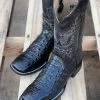 Reyme Black Caiman Print Leather Sole Wide Square Toe Cowboy Boot 1 Reyme Black Caiman Print Leather Sole Wide Square Toe Cowboy Boot -Guadalajara Western Wear IMG 5641