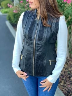 Cuadra Black Bovine Leather Vest