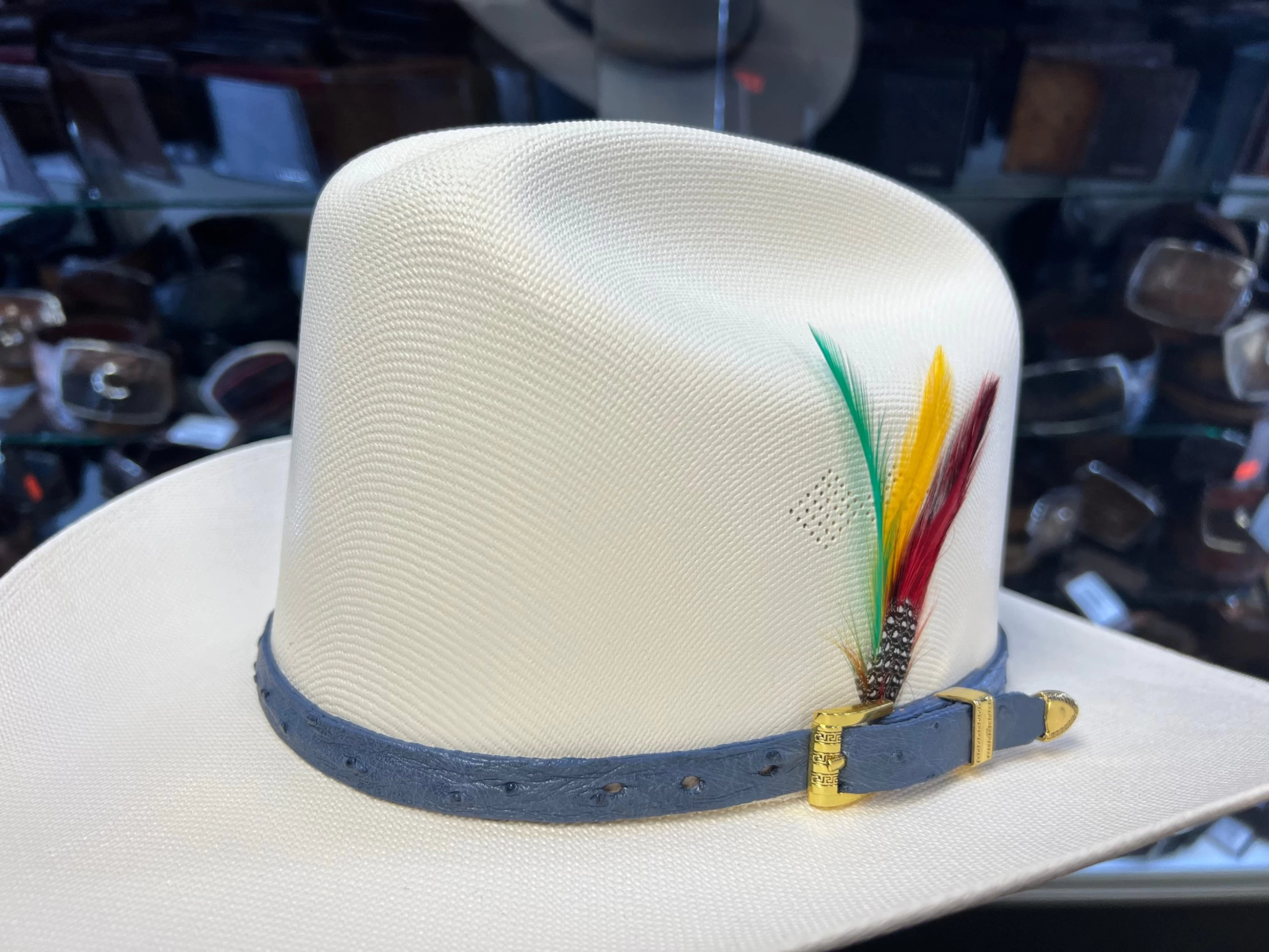 Tombstone 1000x Johnson (Copa Alta) Toquilla Avestruz Azul Mezclilla (Blue Jean) 4 Tombstone 1000x Johnson (Copa Alta) Toquilla Avestruz Azul Mezclilla (Blue Jean) - Image 2