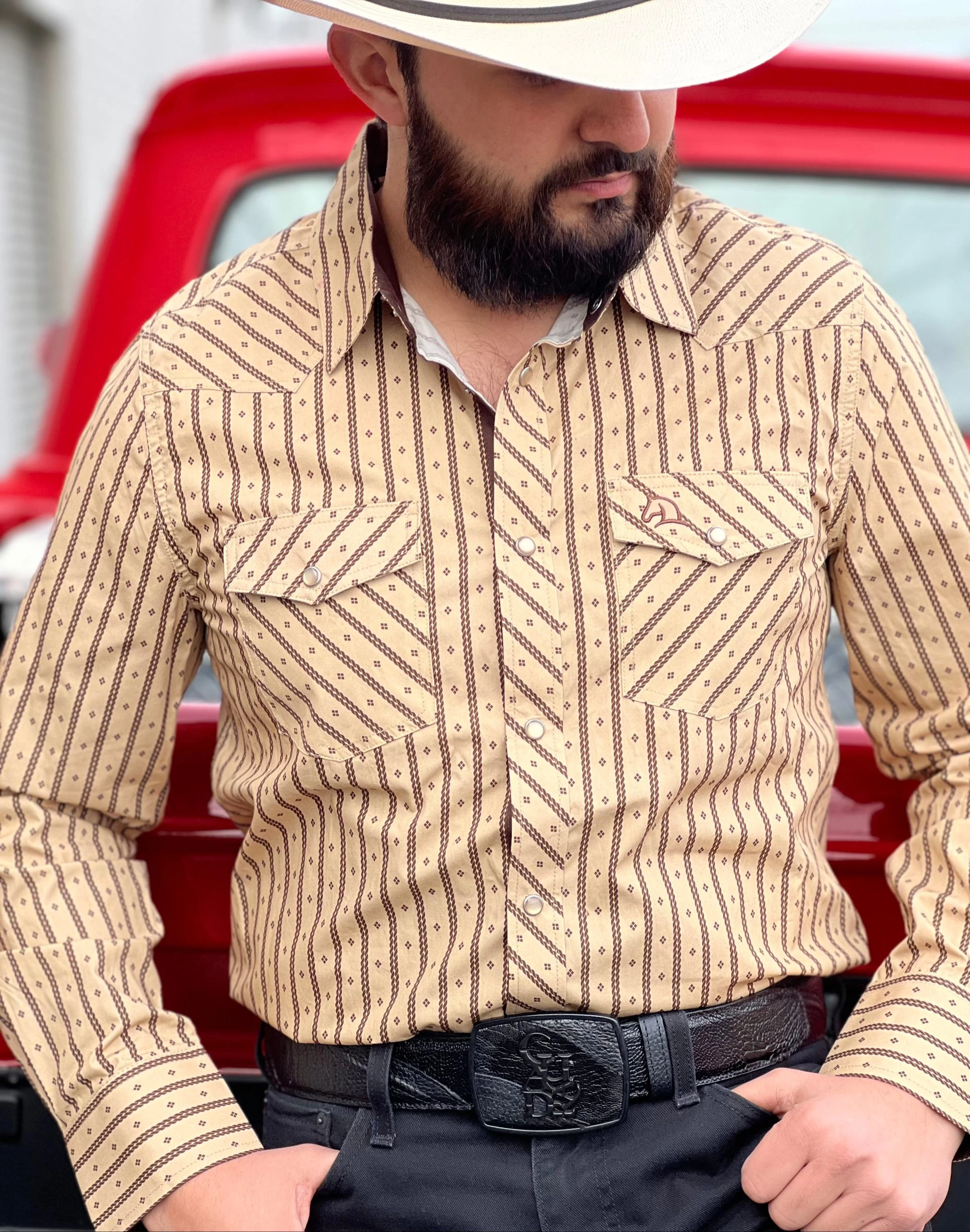 Camisa Vaquera Para Caballero (Khaki) 3 Camisa Vaquera Para Caballero (Khaki)