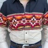 Rock And Roll Aztec Border Snap Long Sleeve Shirt 2 Rock And Roll Aztec Border Snap Long Sleeve Shirt -Guadalajara Western Wear IMG 6686