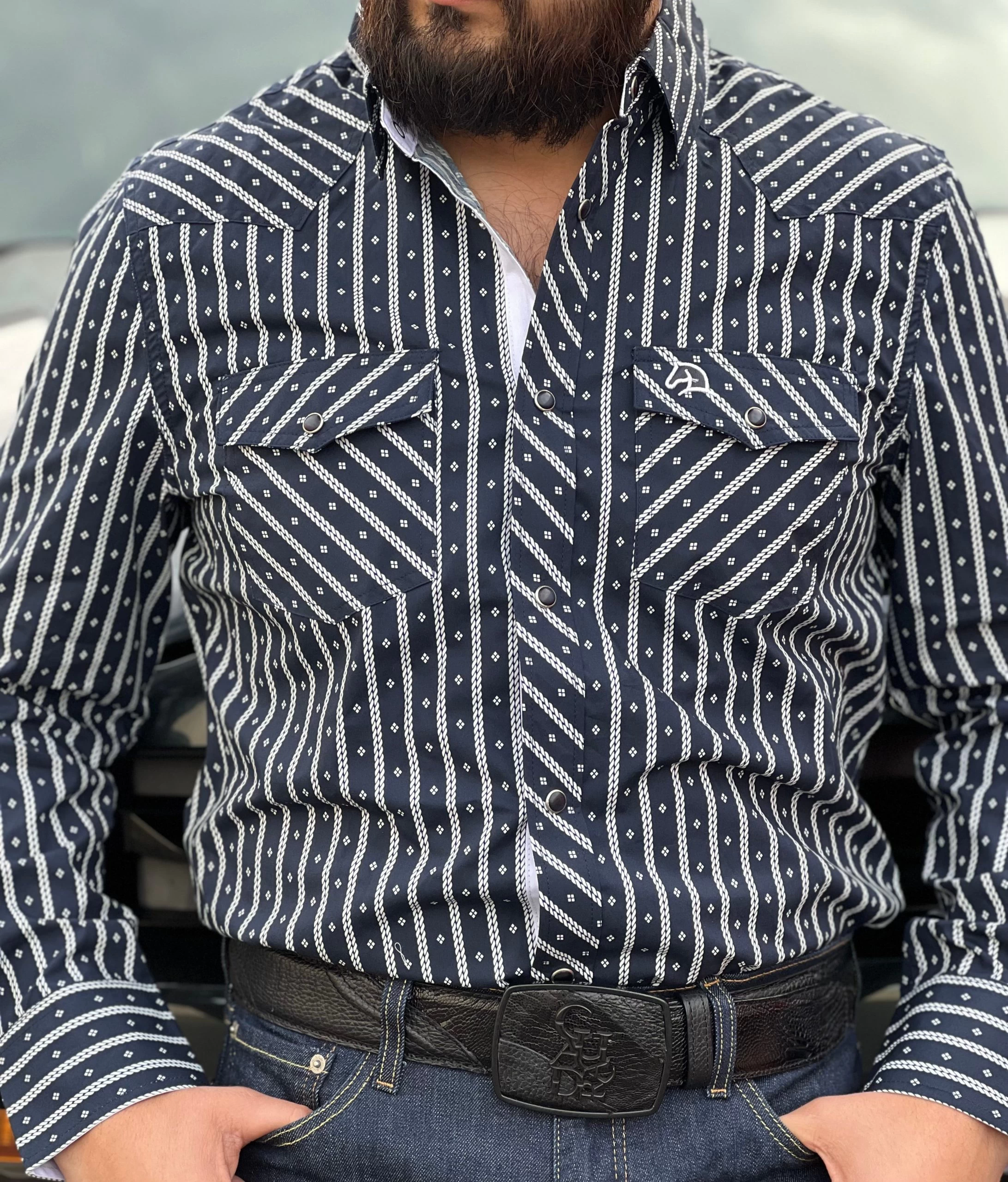 Camisa Vaquera Para Caballero (Navy/White) 3 Camisa Vaquera Para Caballero (Navy/White)