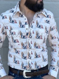 Rock And Roll Cactus Cowboy Snap Long Sleeve Shirt