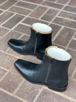 El Besserro Double Zipper Black European Square Toe Ankle Boot