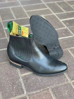 La Barca Black Rubber Sole Charro Boot