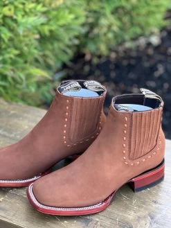 Los Altos Women Wide Square Square Toe Chedron Suede Ankle Boot -Guadalajara Western Wear IMG 7100 1