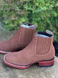 Los Altos Women Wide Square Square Toe Chedron Suede Ankle Boot -Guadalajara Western Wear IMG 7103