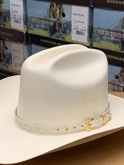 Genuine Winter White Ostrich Leather Hat Band -Guadalajara Western Wear IMG 7169