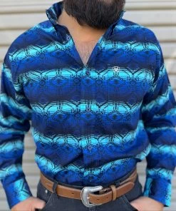 Ariat Team Maison Olympian Blue Classic Fit Long Sleeve Shirt -Guadalajara Western Wear IMG 7600