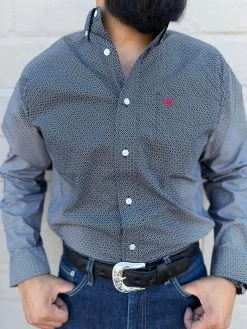 Ariat Team Massimo Tango Red Classic Fit Long Sleeve Shirt -Guadalajara Western Wear IMG 7677