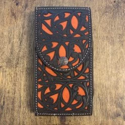 Leather Tooled Dark Brown / Honey Cell Phone Case