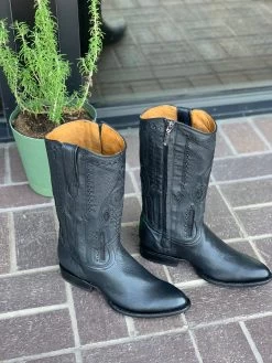 Cuadra Black Deer With Side Zipper Semi Oval Toe Cowboy Boots 11 Cuadra Black Deer With Side Zipper Semi Oval Toe Cowboy Boots -Guadalajara Western Wear IMG 7853