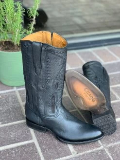 Cuadra Black Deer With Side Zipper Semi Oval Toe Cowboy Boots 9 Cuadra Black Deer With Side Zipper Semi Oval Toe Cowboy Boots -Guadalajara Western Wear IMG 7855