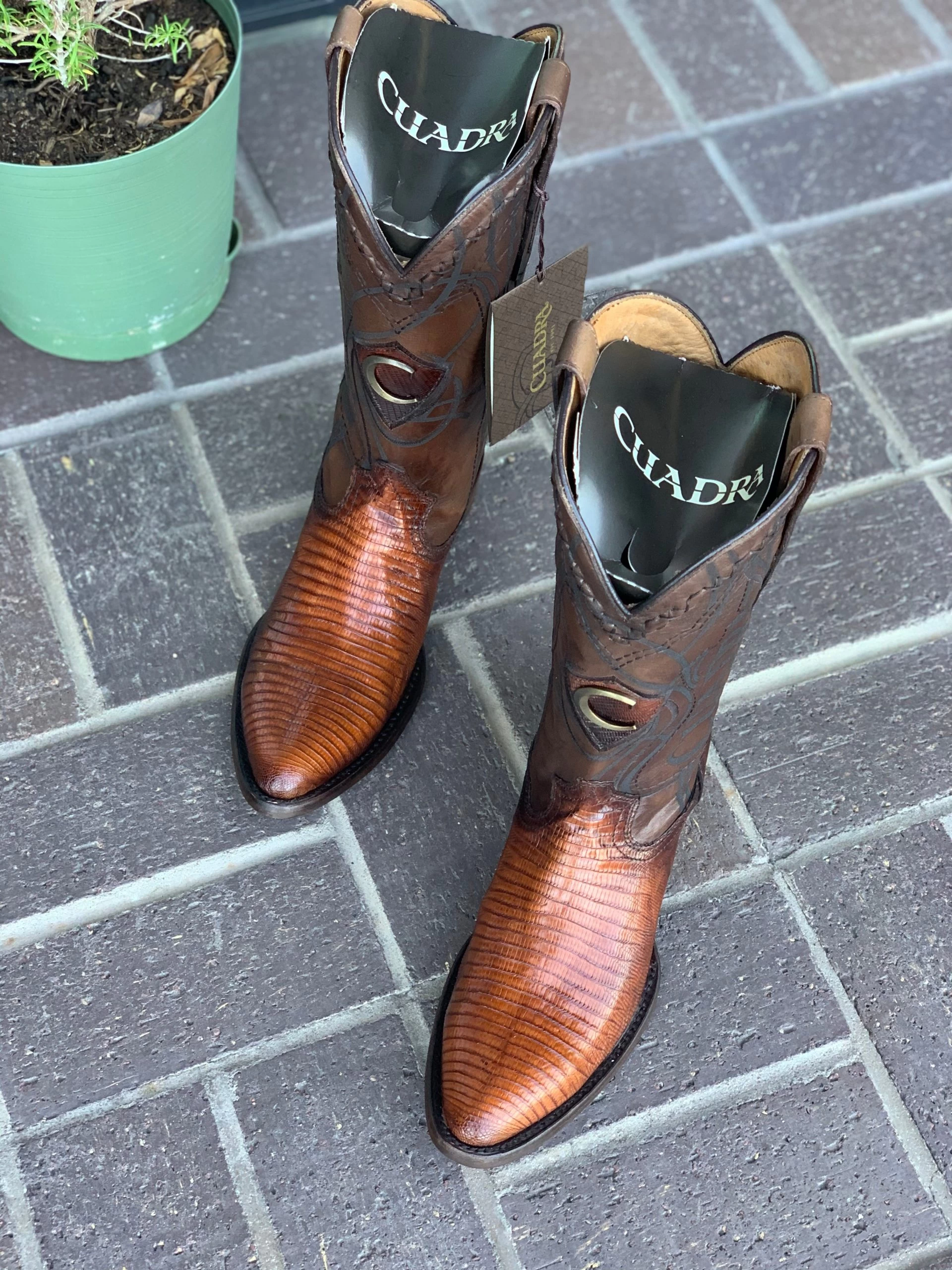 Cuadra Antique Honey Lizard Semi Oval Toe Cowboy Boots 6 Cuadra Antique Honey Lizard Semi Oval Toe Cowboy Boots - Image 4