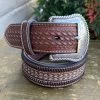 Nocona Western Belt Mens Braided Inlay Basketweave Tooled -Guadalajara Western Wear IMG 9225