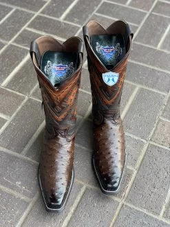 Wild West Faded Brown Ostrich European Square Toe Cowboy Boots -Guadalajara Western Wear IMG 9757