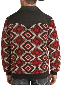 Panhandle Men's Red Aztec Wool Coat -Guadalajara Western Wear PRMO92RZZD AZ 26020