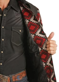 Panhandle Men's Red Aztec Wool Coat -Guadalajara Western Wear PRMO92RZZD BZ 49692