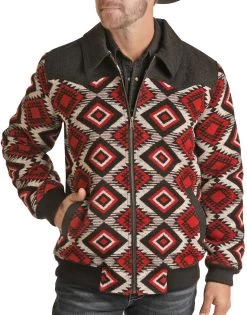 Panhandle Men's Red Aztec Wool Coat -Guadalajara Western Wear PRMO92RZZDZ 21419