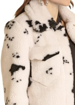 Women's Cow Print Micro Berber Jacket -Guadalajara Western Wear PRWO92RZXJ BZ 38617