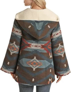 Women's Aztec Wool Jacquard Cape Coat- Rock&Roll Denim -Guadalajara Western Wear PRWO92RZZ0 AZ 76418