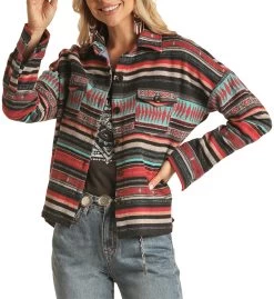 Women's Striped Shirt Jacket- Rock&Roll Denim -Guadalajara Western Wear RRWO92R03NZ 28764