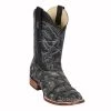 Los Altos Rustic Black Piraruccu Wide Square Toe Cowboy Boots