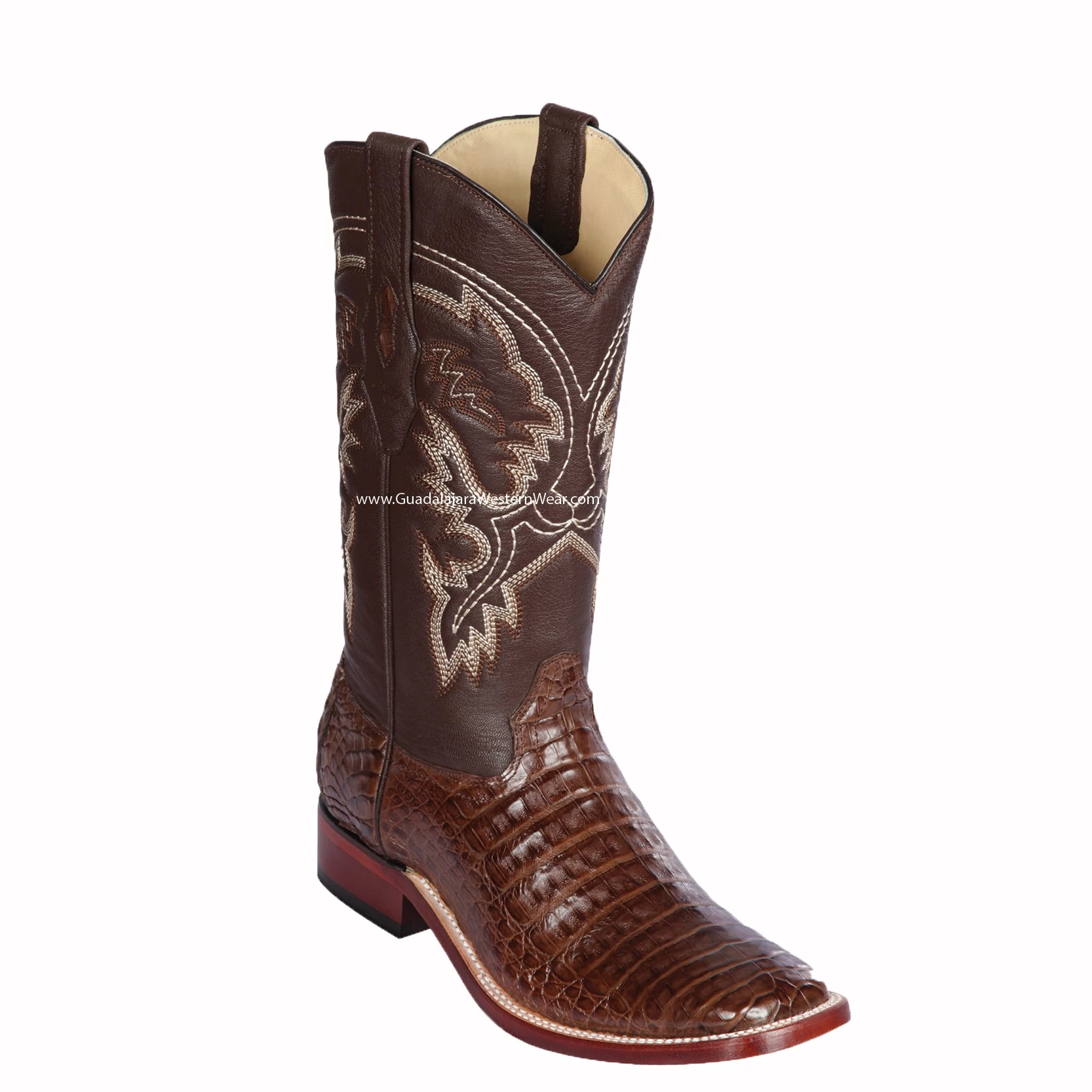 Los Altos Brown Caiman Belly Wide Square Toe Cowboy Boots 3 Los Altos Brown Caiman Belly Wide Square Toe Cowboy Boots