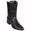 Los Altos Black Caiman Belly Roper Cowboy Boots