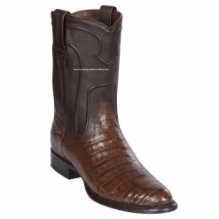Los Altos Brown Caiman Belly Roper Cowboy Boots