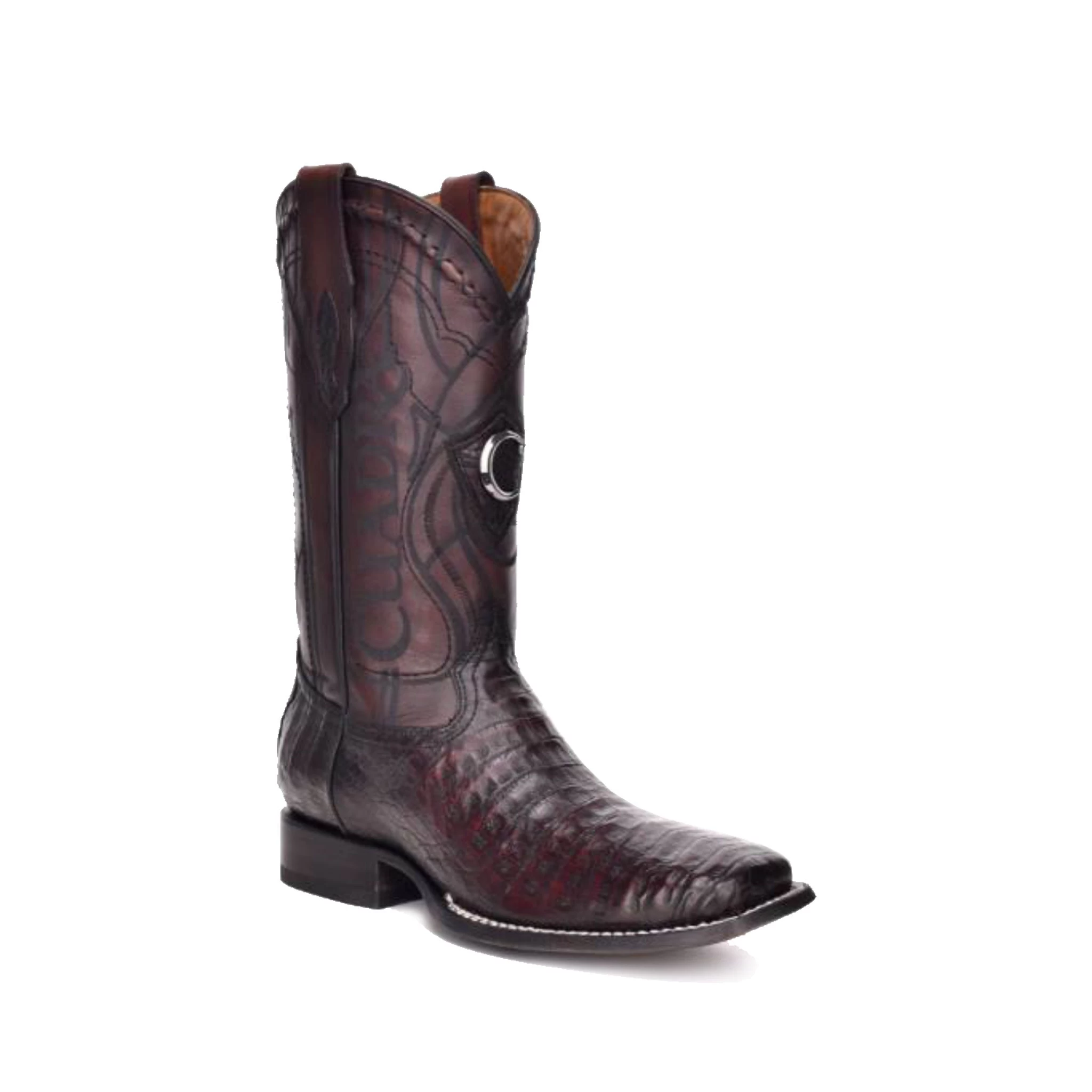 Cuadra Black Cherry Caiman Belly Wide Square Toe Cowboy Boot 3 Cuadra Black Cherry Caiman Belly Wide Square Toe Cowboy Boot