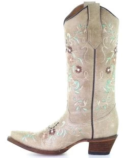 Circle G By Corral Women's Sand & Flower Embroidery Snip Toe Boot -Guadalajara Western Wear shopping 26