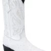 White Diamond Ostrich Print Men's J Toe Boots - Blanco -Guadalajara Western Wear whitediamand0373