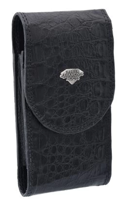 White Diamond Funda Cocodrilo Leather Cell Phone Case - Negro